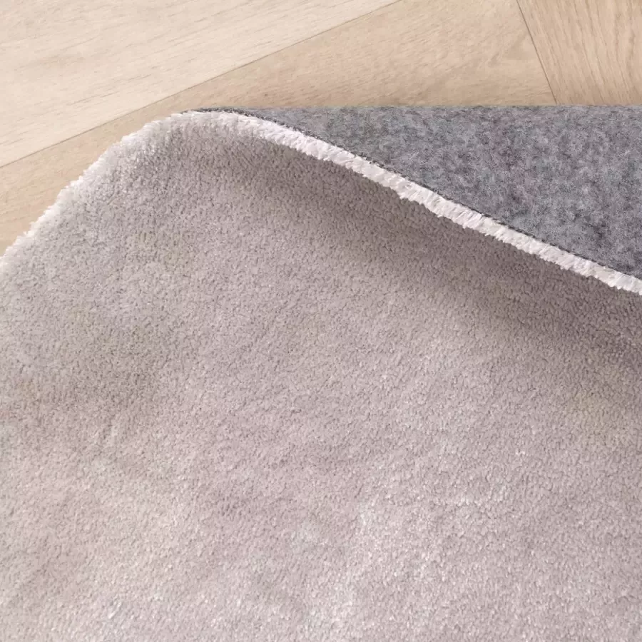 Fraai Rond wasbaar viscose vloerkleed Vive Grijs Ø 120cm