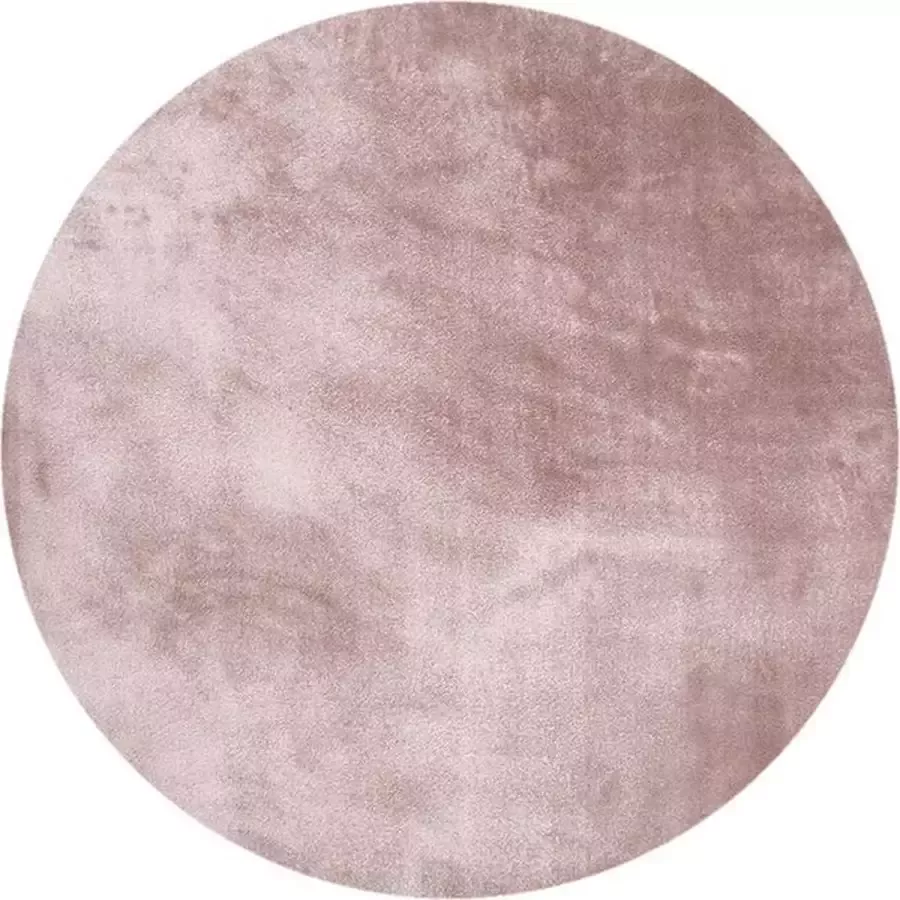 Fraai Rond wasbaar viscose vloerkleed Vive Oudroze Ø 120cm
