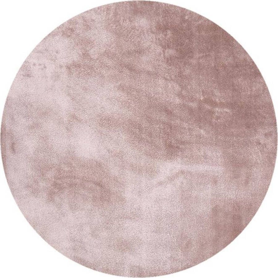 Fraai Rond wasbaar viscose vloerkleed Vive Oudroze Ø 120cm