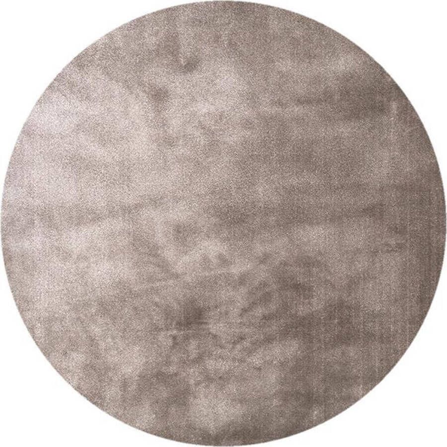 Fraai Rond wasbaar viscose vloerkleed Vive Taupe Ø 120cm