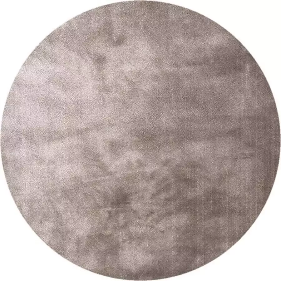 Fraai Rond wasbaar viscose vloerkleed Vive Taupe Ø 120cm