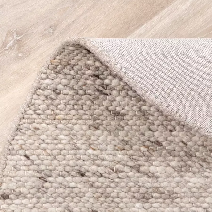 Fraai Rond wollen vloerkleed Feline Bruin Gemeleerd Ø 140cm
