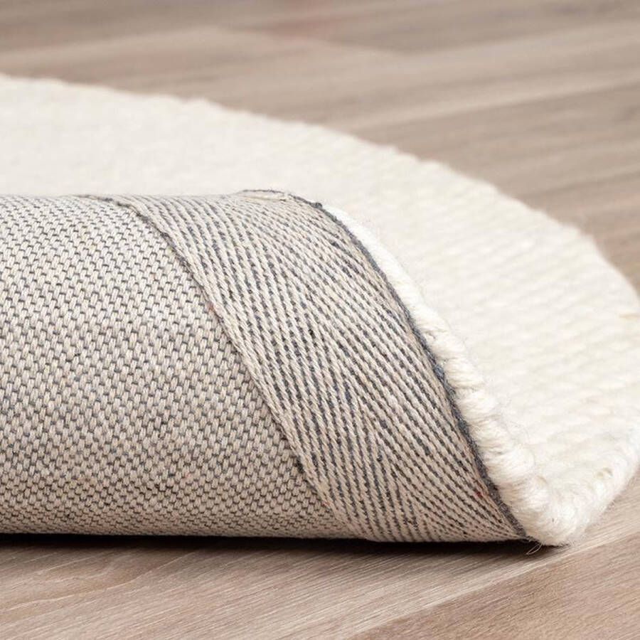 Fraai Rond wollen vloerkleed Feline Wit Ø 200cm