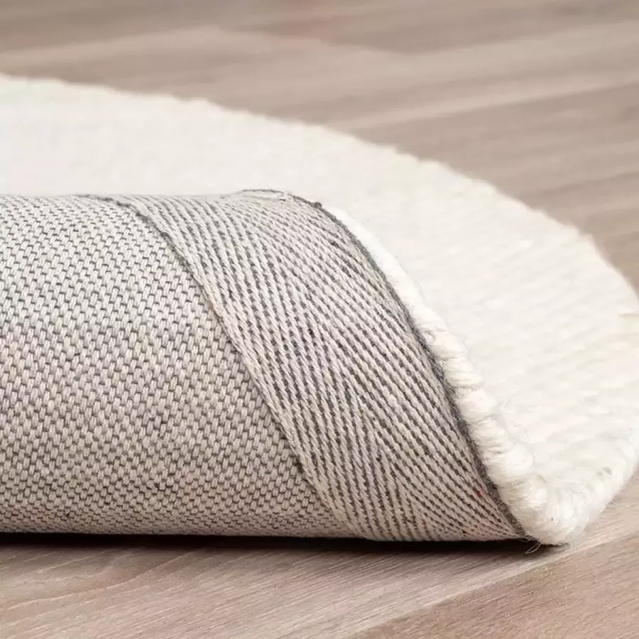 Fraai Rond wollen vloerkleed Feline Wit Ø 200cm