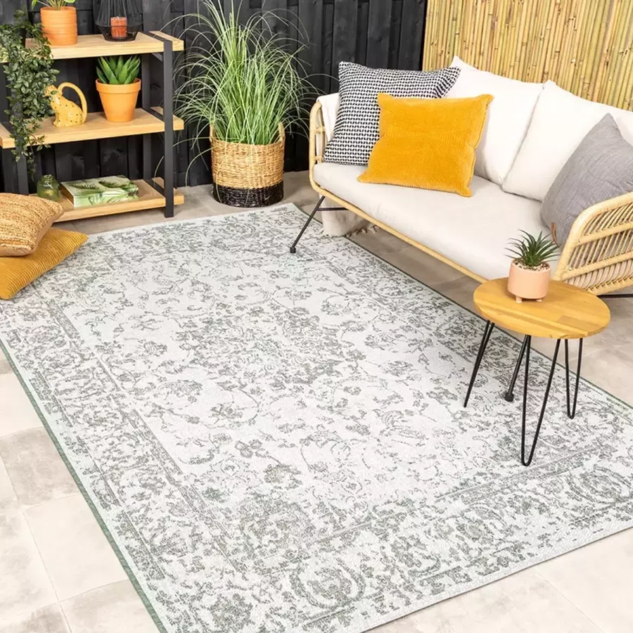 Fraai Vintage buitenkleed Victoria Oriental Groen 160x230cm