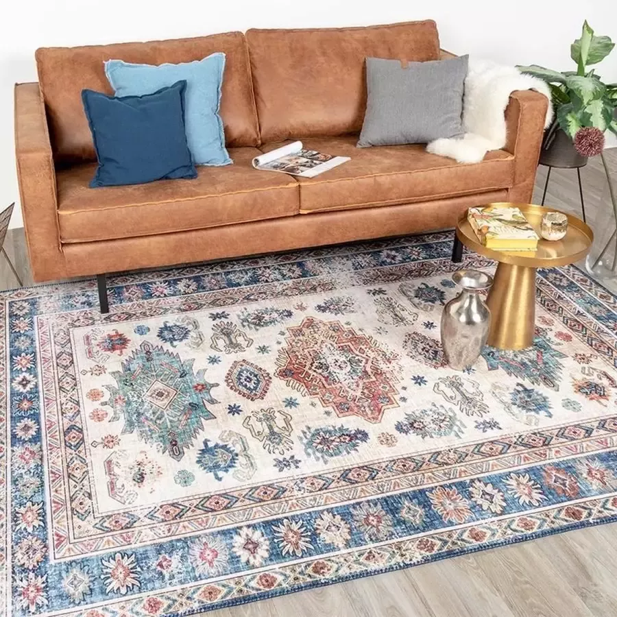 Fraai Vintage vloerkleed Azara Yasmin Lichtblauw 300x400cm