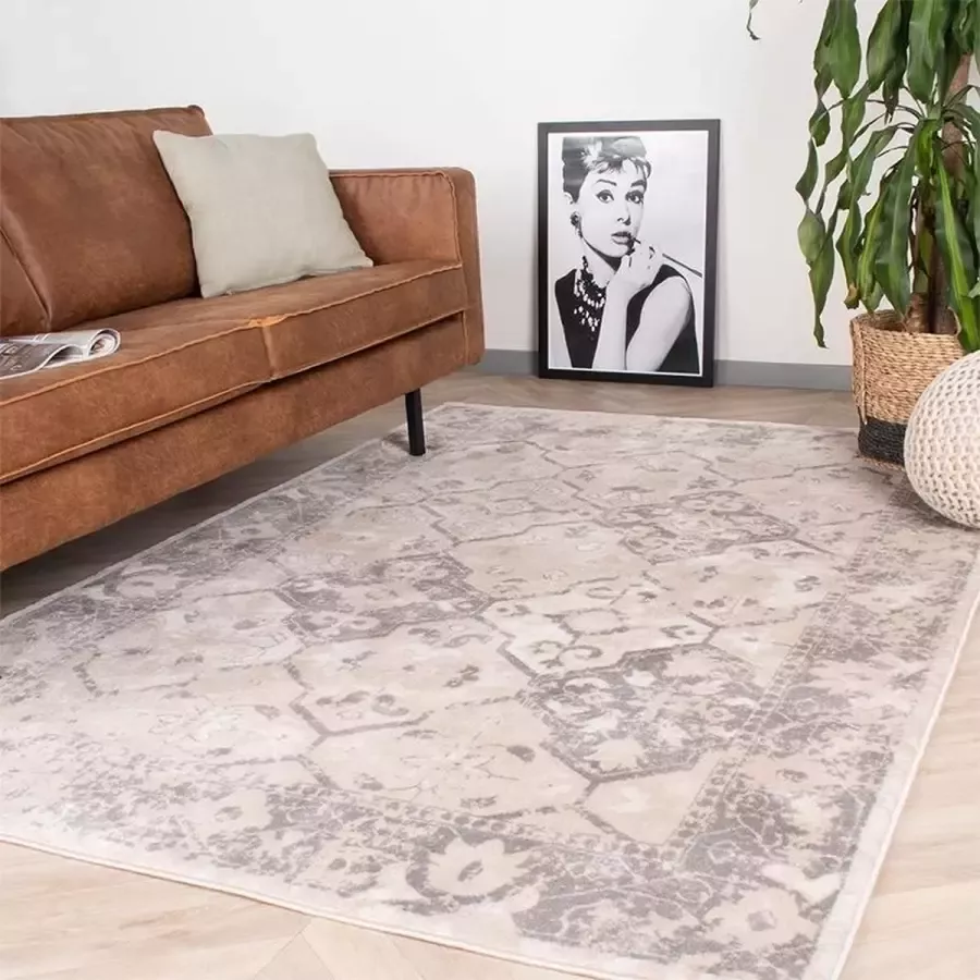 Fraai Vintage vloerkleed Deep Tile Creme 230x330cm