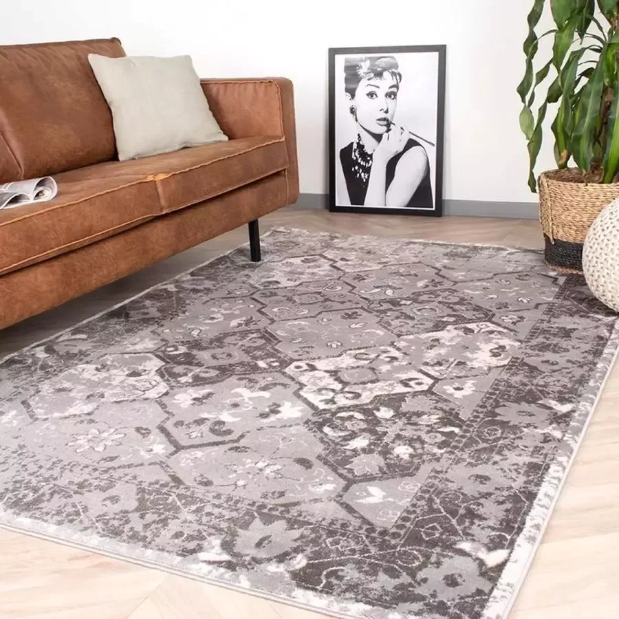 Fraai Vintage vloerkleed Deep Tile Taupe 140x200cm