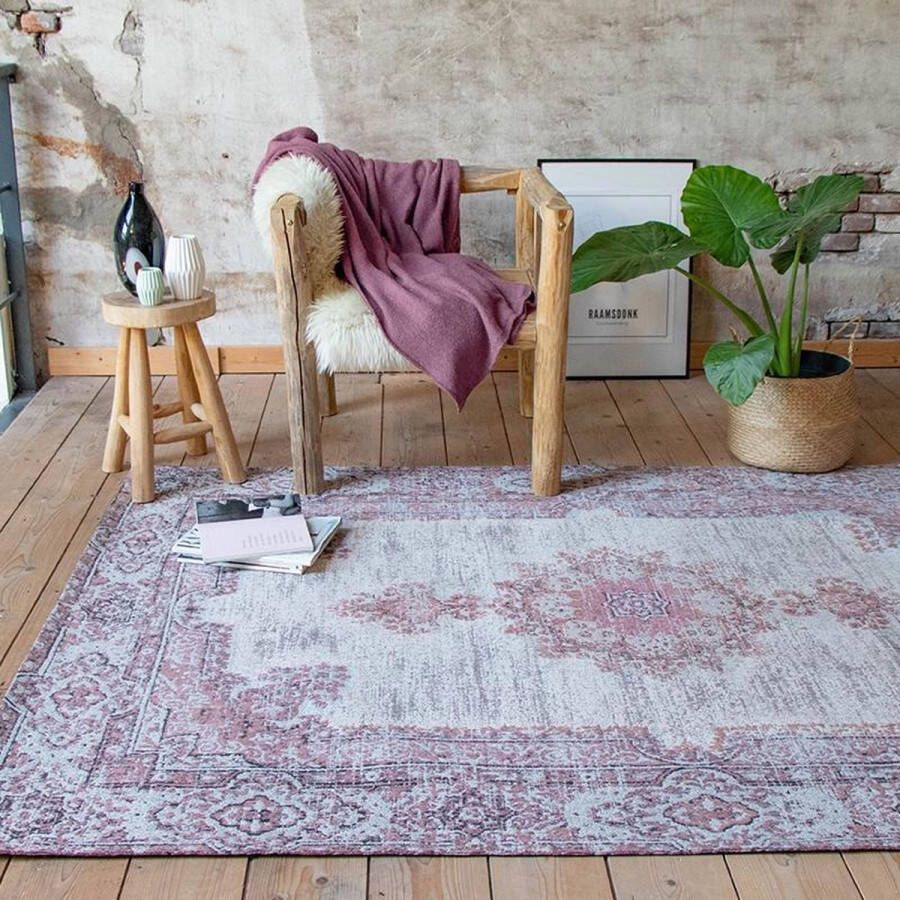 Fraai Vintage vloerkleed Dreams Grijs Roze 140x200cm