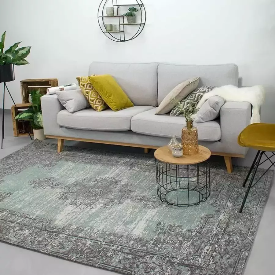 Fraai Vintage Vloerkleed Dreams Groen Grijs 70x140cm