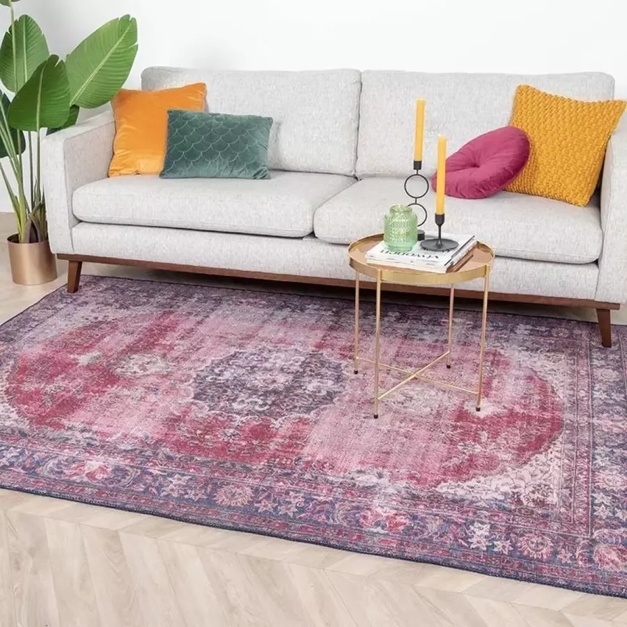 Fraai Vintage Vloerkleed Estate Medaillon Bordeauxrood 115x170cm