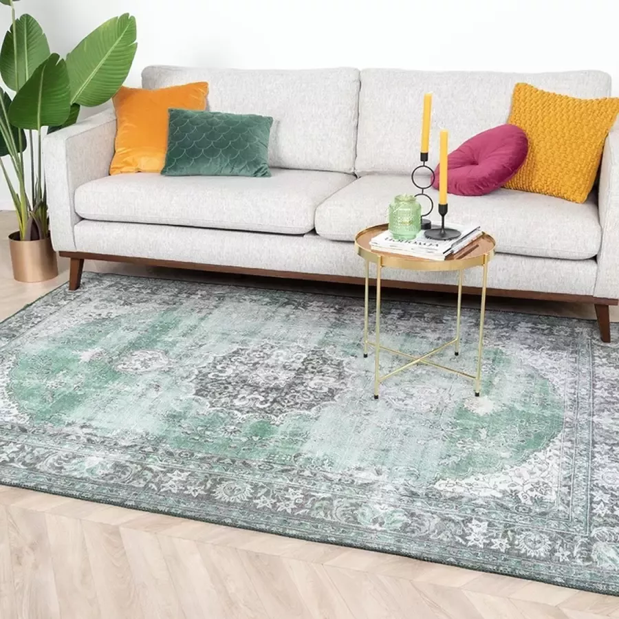 Fraai Vintage Vloerkleed Estate Medaillon Donkergroen 115x170cm