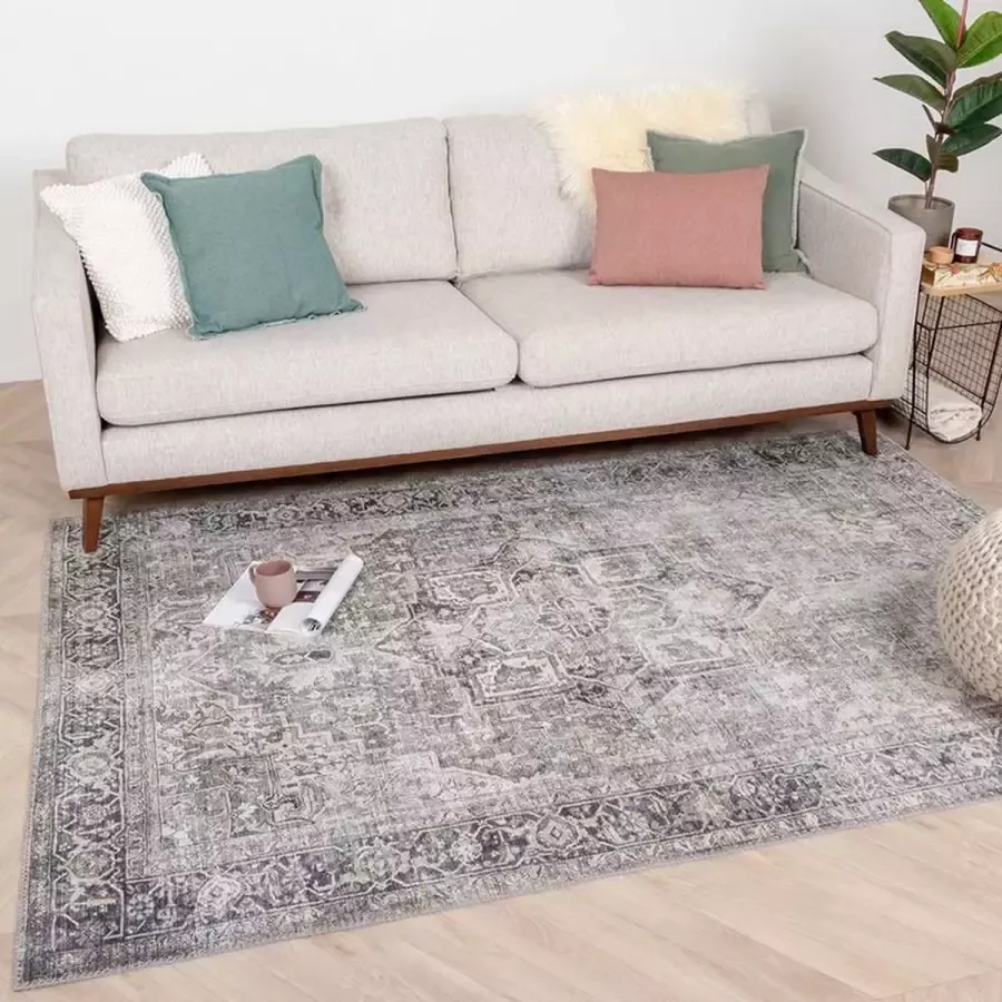 Fraai Vintage vloerkleed Lugan Groen Grijs 230x330cm