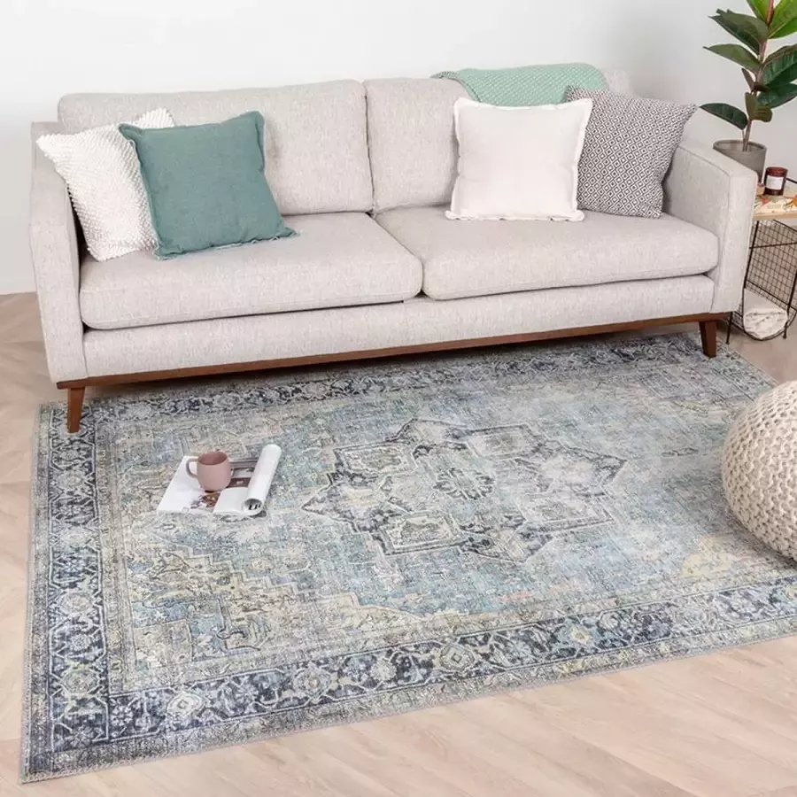 Fraai Vintage vloerkleed Lugan Lichtblauw 160x230cm