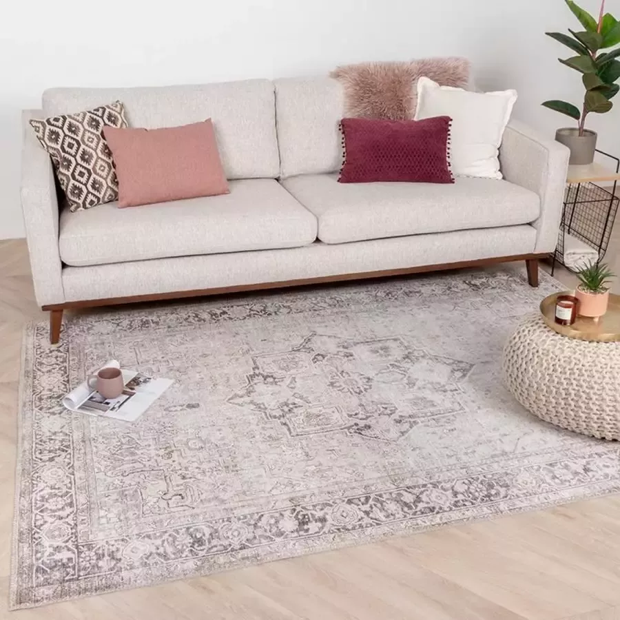 Fraai Vintage vloerkleed Lugan Lichtbruin 160x230cm