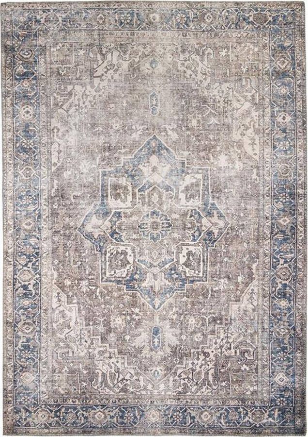 Fraai Vintage vloerkleed Lugan Taupe Blauw 140x200cm