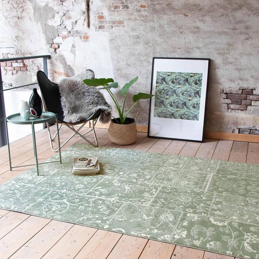 Fraai Vintage vloerkleed Wonder Patchwork Groen 160x220cm