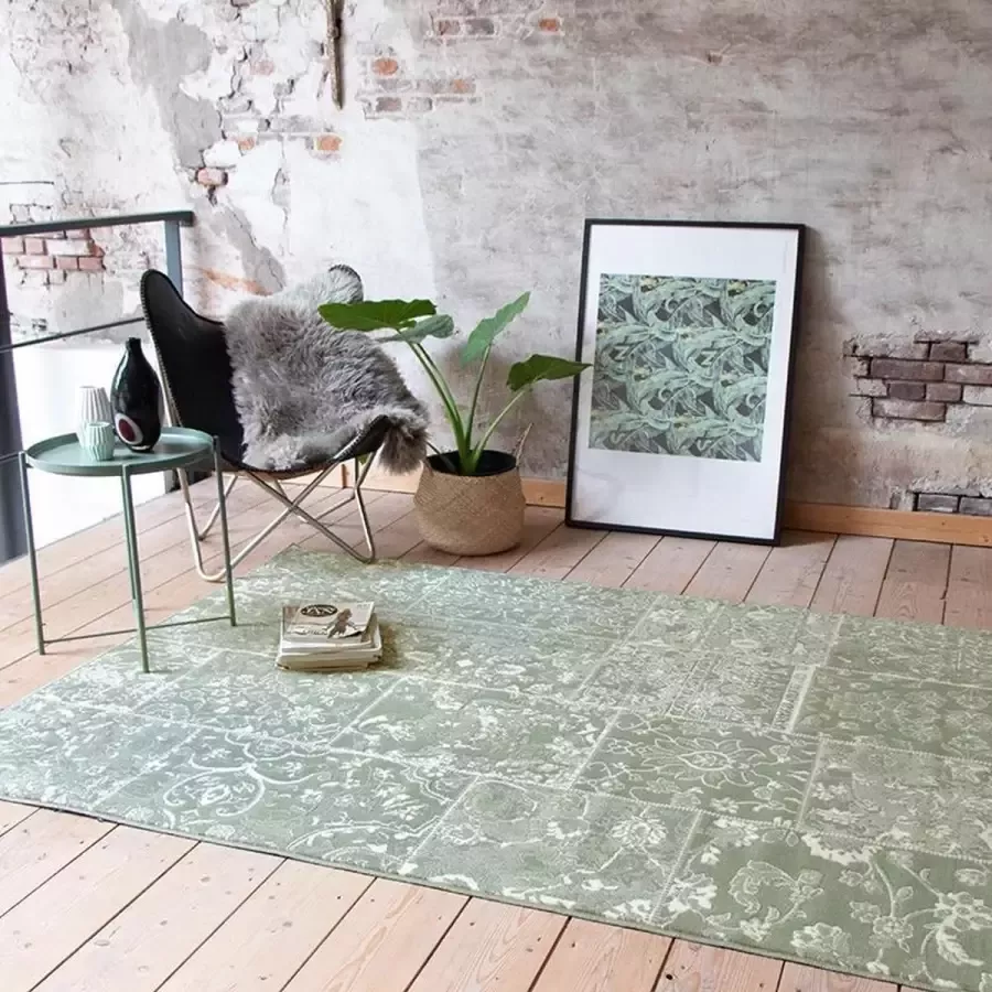 Fraai Vintage vloerkleed Wonder Patchwork Groen 185x275cm