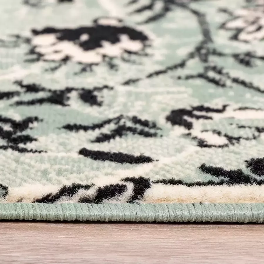 Fraai Vintage vloerkleed Wonder Patchwork Groen Zwart 140x190cm