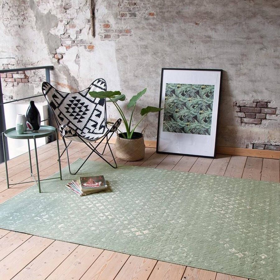 Fraai Vintage vloerkleed Wonder Rustic Groen 70x140cm