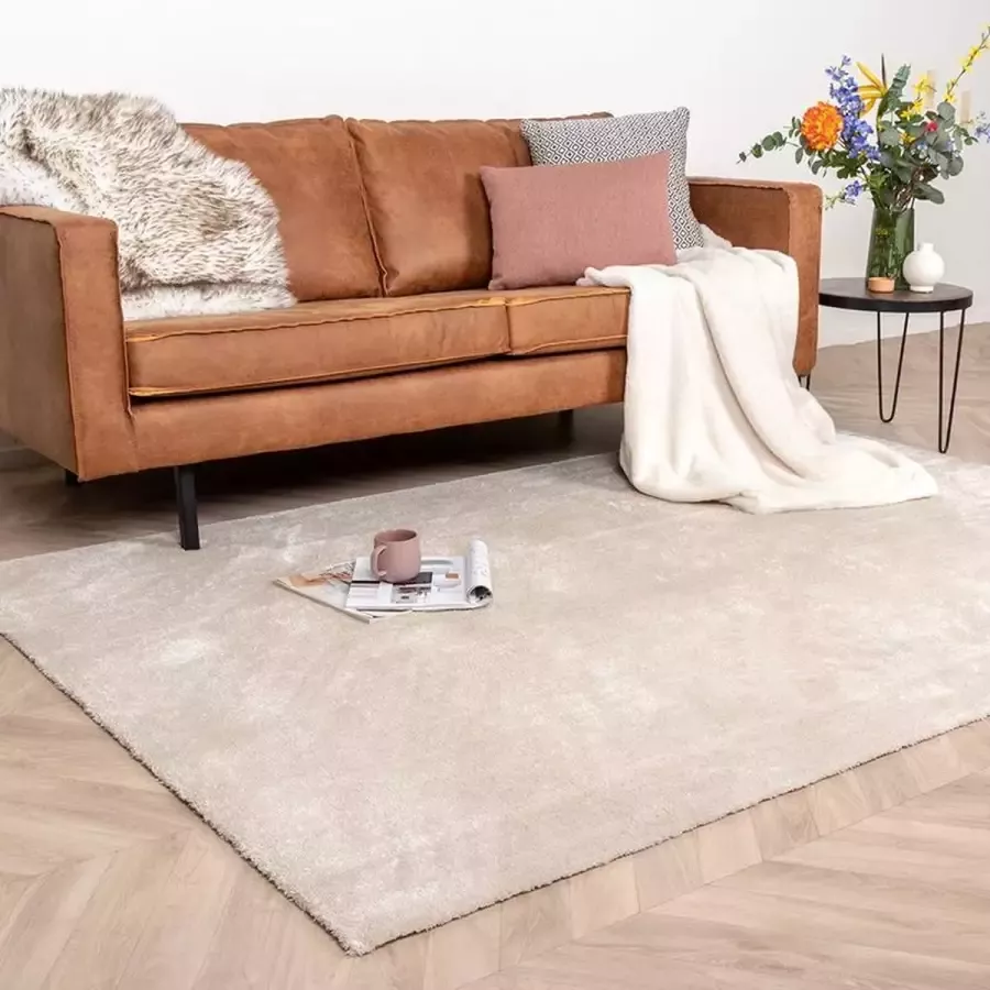 Fraai Wasbaar viscose vloerkleed Vive Creme 140x200cm