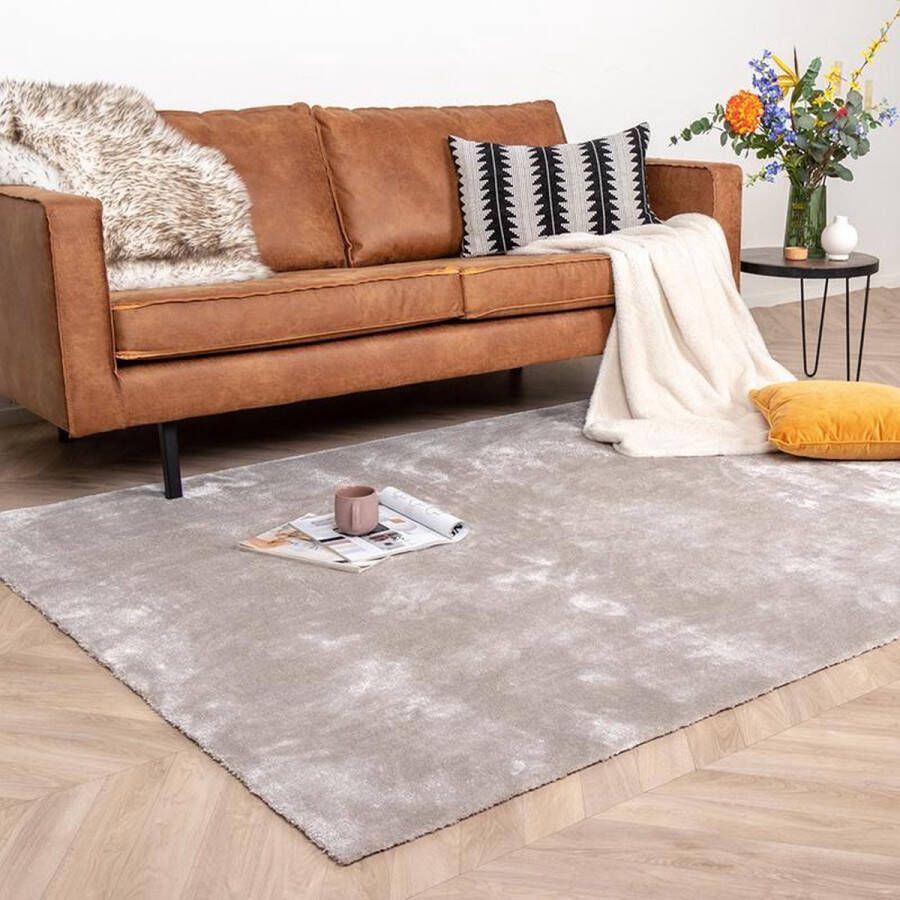 Fraai Wasbaar viscose vloerkleed Vive Grijs 240x340cm