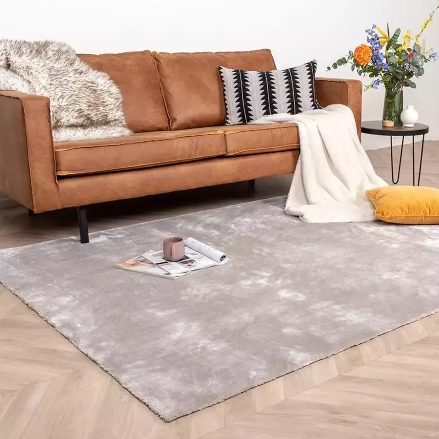 Fraai Wasbaar viscose vloerkleed Vive Grijs 80x150cm