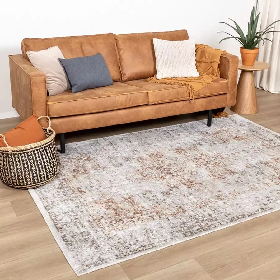 Fraai Wasbaar vloerkleed Nova Medaillon Lichtgrijs 80x150cm