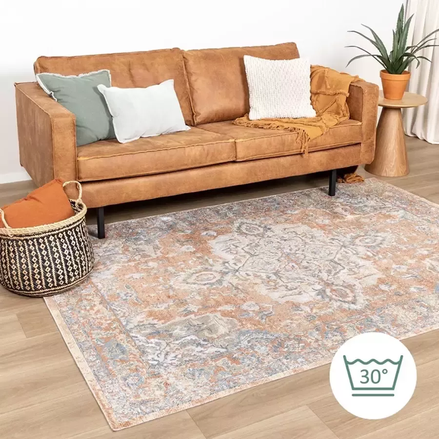 Fraai Wasbaar vloerkleed Nova Medaillon Terra 80x150cm