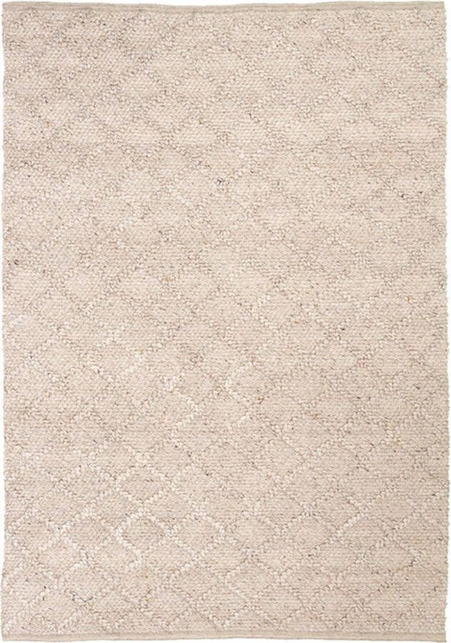 Fraai Wol gevlochten vloerkleed Knit Beige 140x200cm