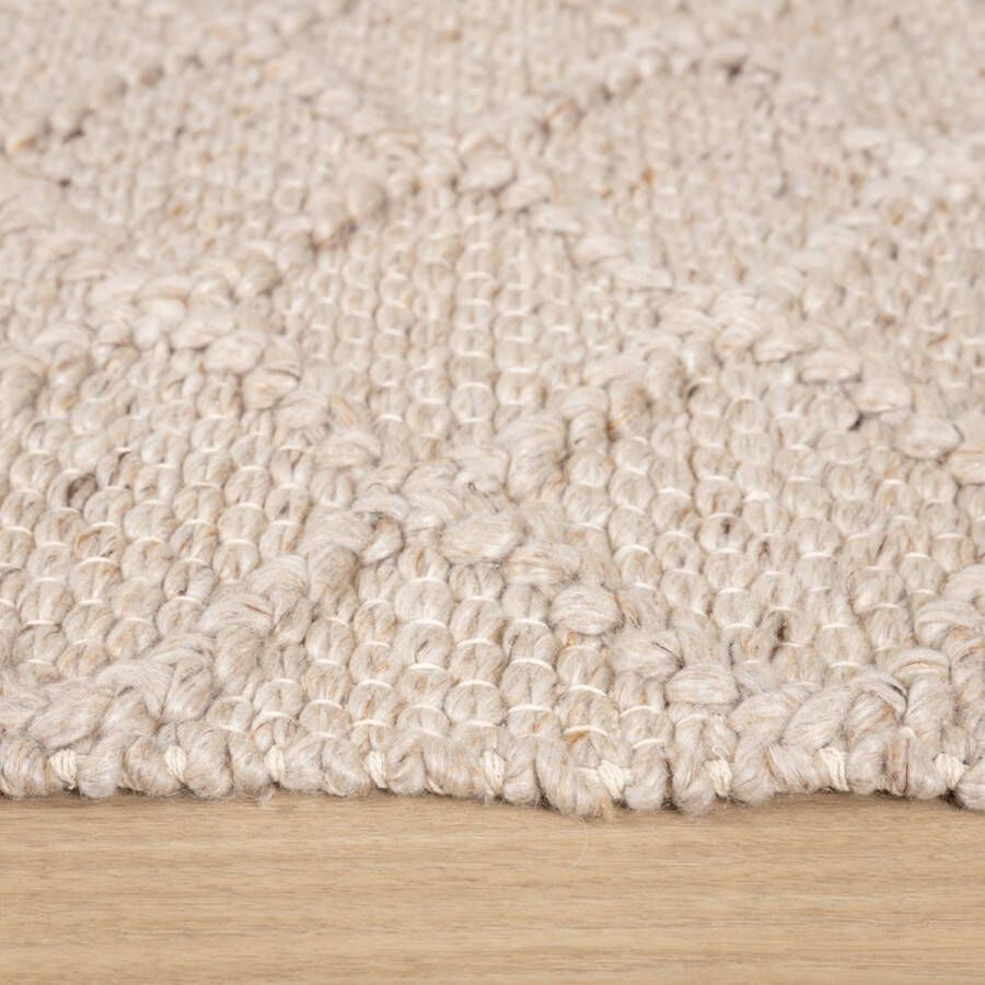 Fraai Wol gevlochten vloerkleed Knit Beige 280x380cm