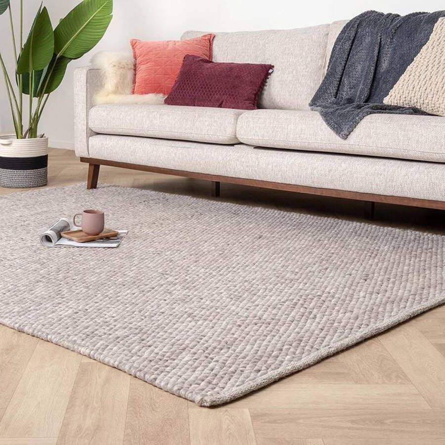 Fraai Wollen vloerkleed Brilliant Lichtgrijs 160x240cm
