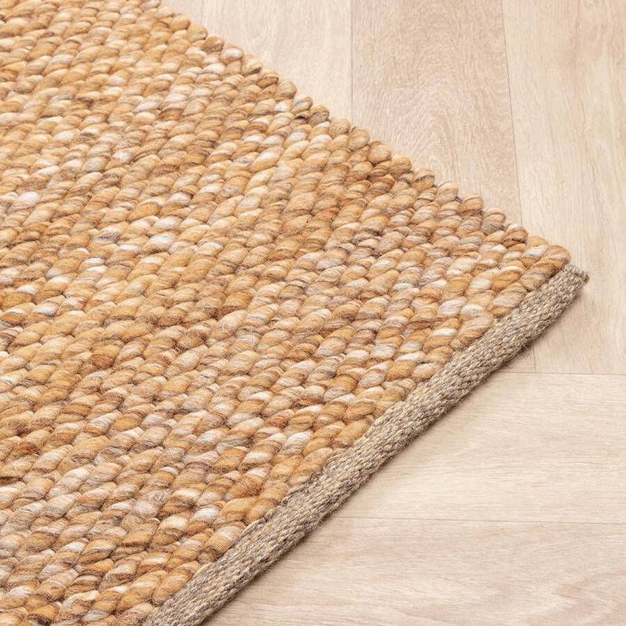 Fraai Wollen vloerkleed Brilliant Okergeel 200x300cm