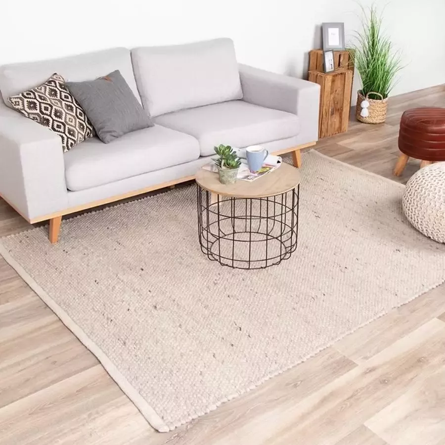 Fraai Wollen vloerkleed Feline Wit Gemeleerd 160x230cm