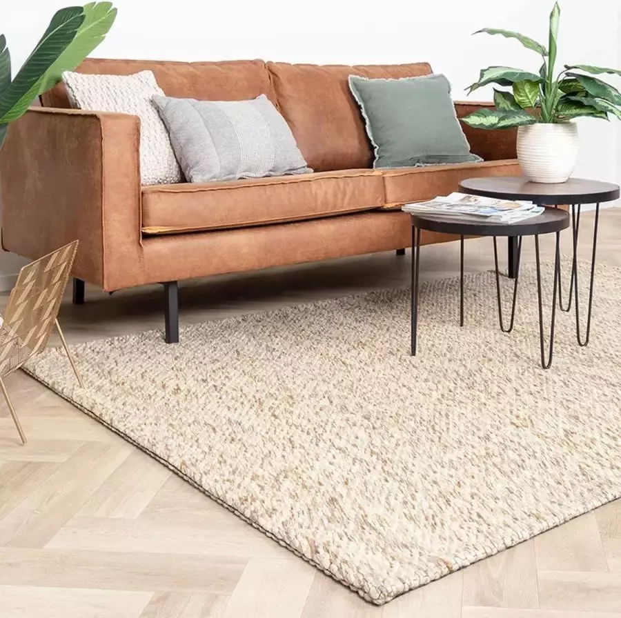 Fraai Wollen vloerkleed Melange Creme Bruin Gemeleerd 230x330cm