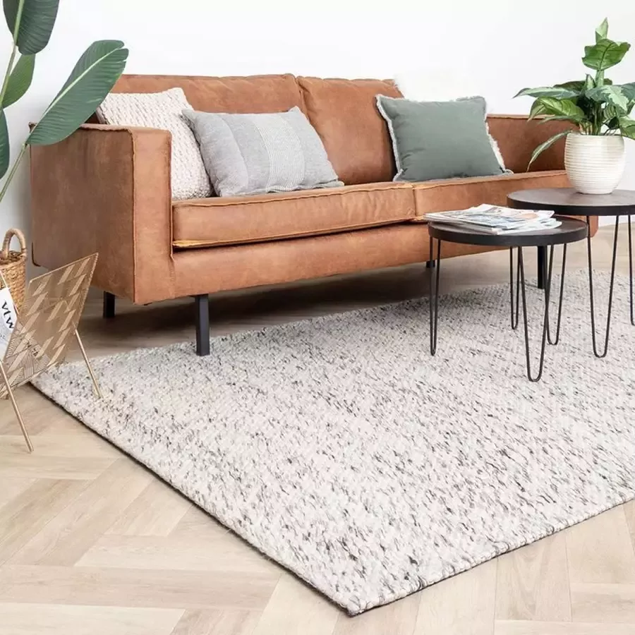 Fraai Wollen vloerkleed Melange Creme Gemeleerd 200x290cm