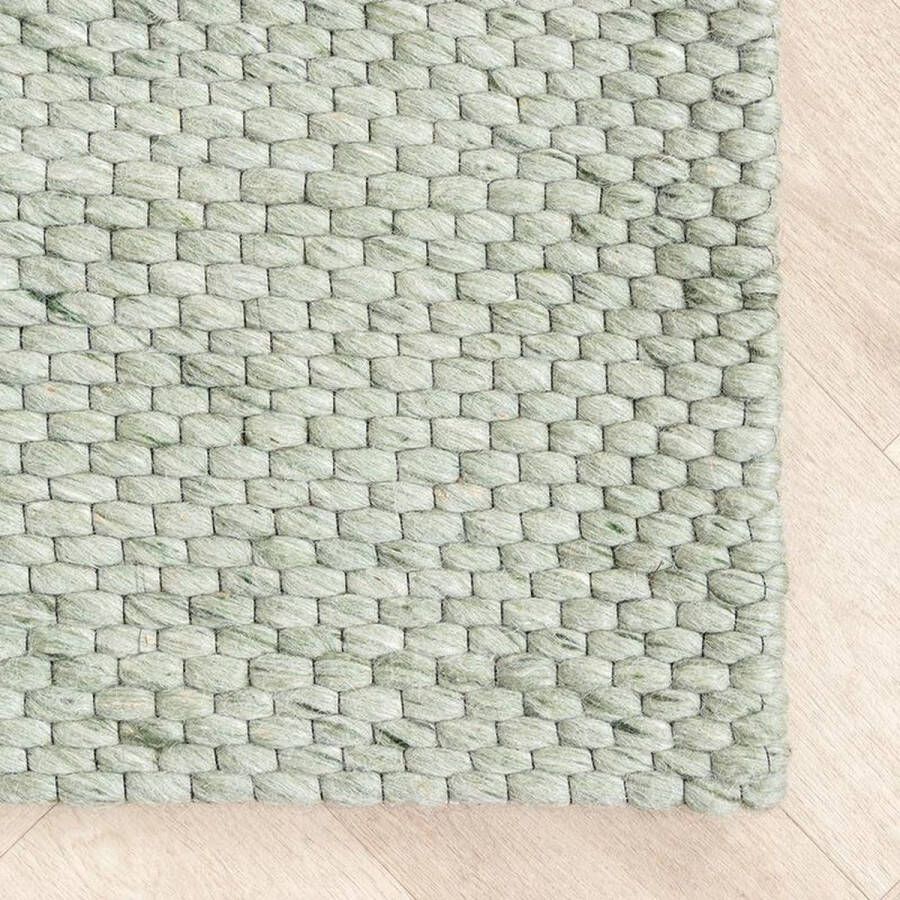 Fraai Wollen vloerkleed Melange Mint 160x230cm