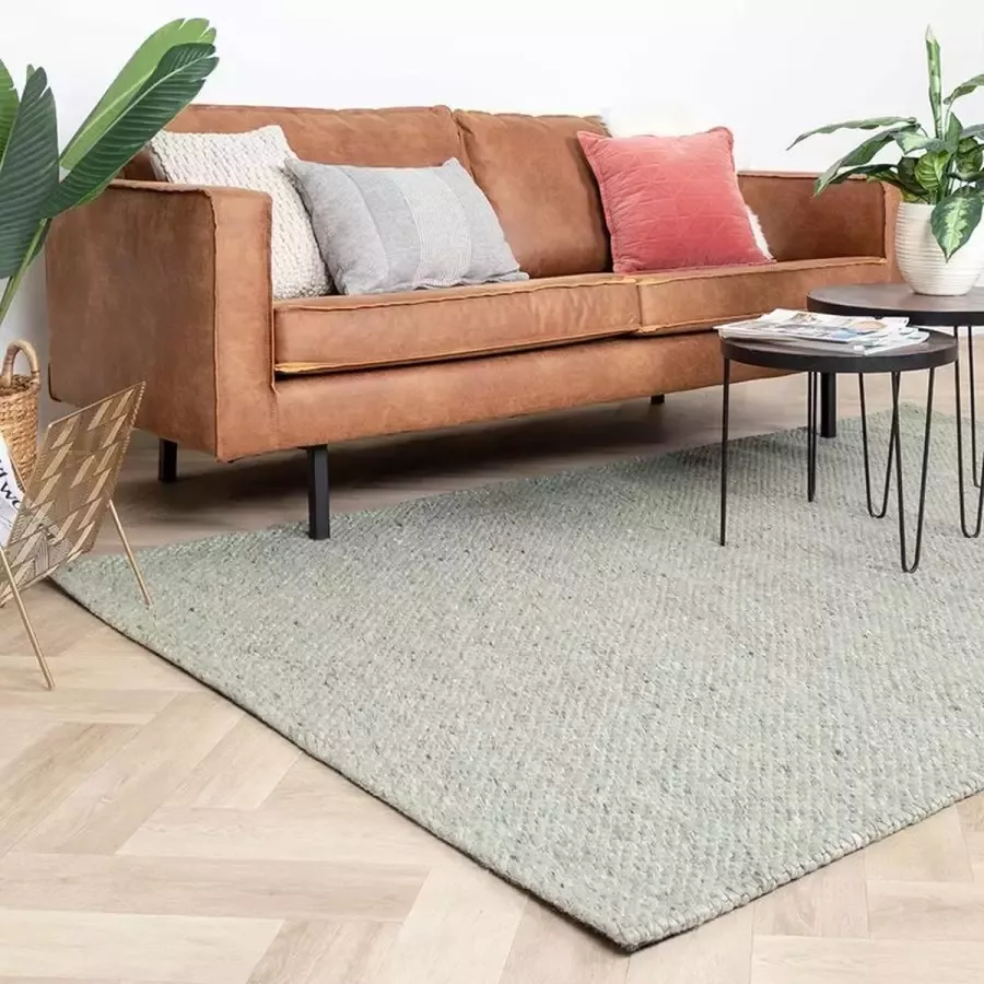 Fraai Wollen vloerkleed Melange Mint 200x290cm
