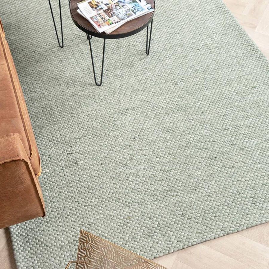 Fraai Wollen vloerkleed Melange Mint 230x330cm