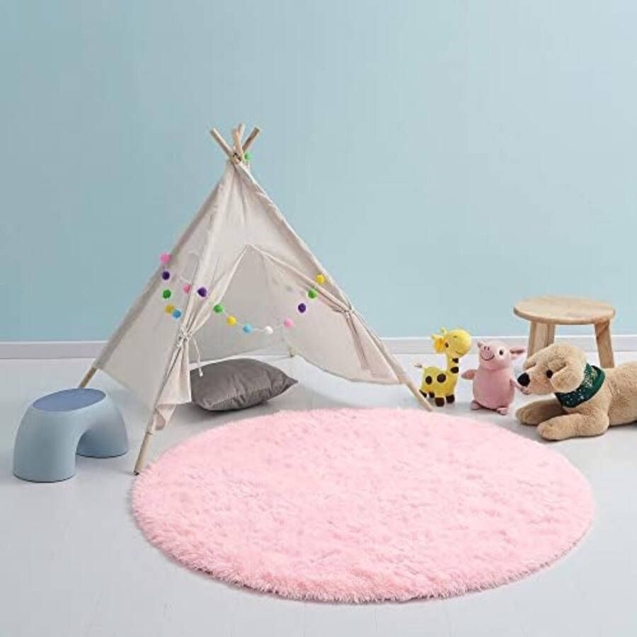 Fred. Roze Superzacht Vloerkleed Fluffy Kinderkamer Woonkamer Slaapkamer Non Slip