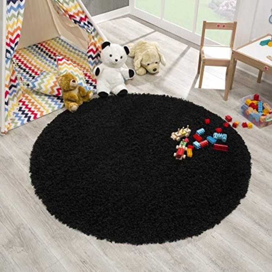 Fred. Zwart Superzacht Vloerkleed Fluffy Kinderkamer Woonkamer Slaapkamer Non Slip