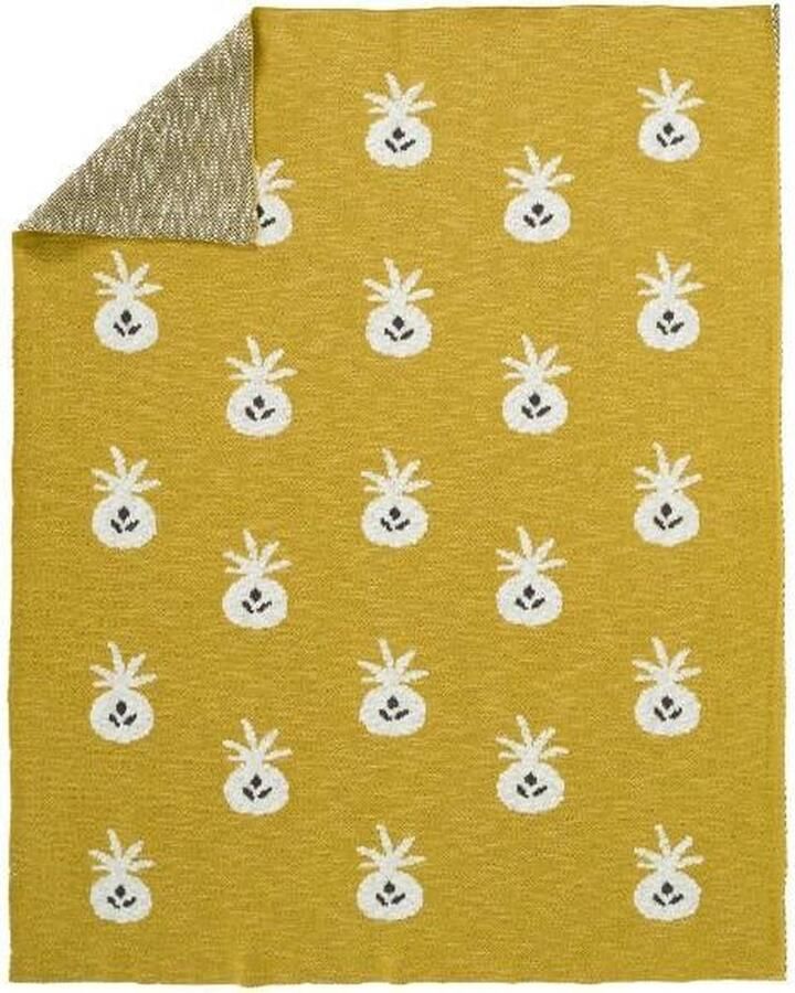 Fresk Kinderdeken 100 x 150 cm Babydeken Wiegdeken Ledikant deken Gebreid Geel Pineapple