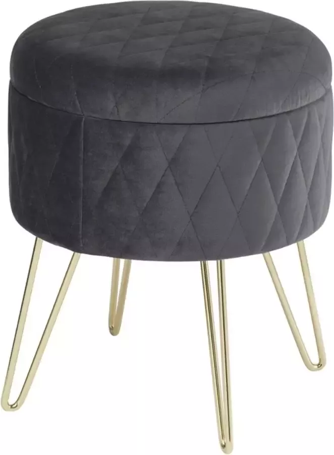 Friick Poef met opbergruimte Kruk Voetenbank Rond Opbergbank – Opberger – Opbergdoos – Licht Grijs