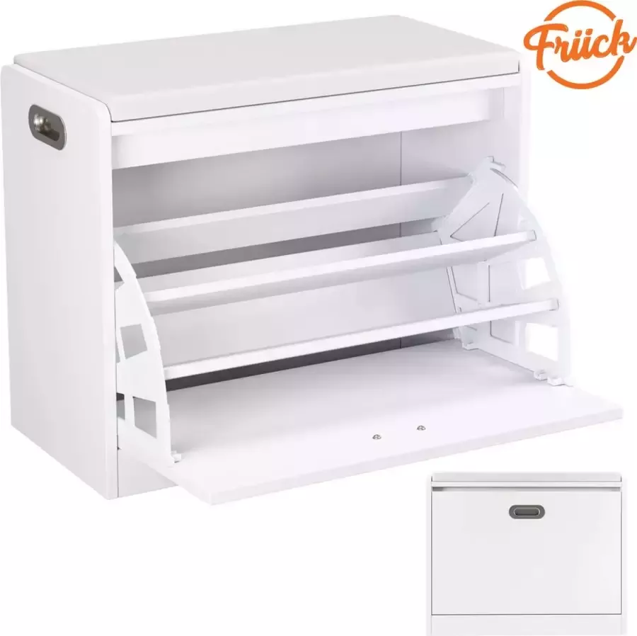 Friick Schoenenkast Halbank Schoenenrek met Zitvlak Schoenen opbergkast Interieur Wit