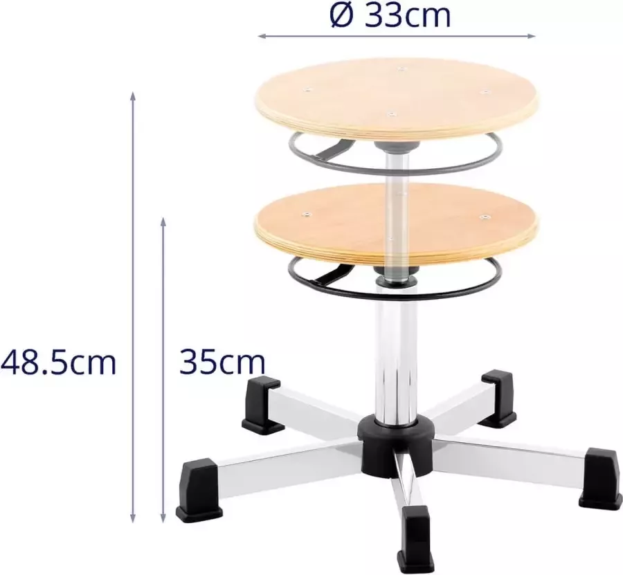Fromm & Starck Taburete de taller 120 kg Madera natural in hoogte verstelbaar vanaf 350 485 mm - Foto 2