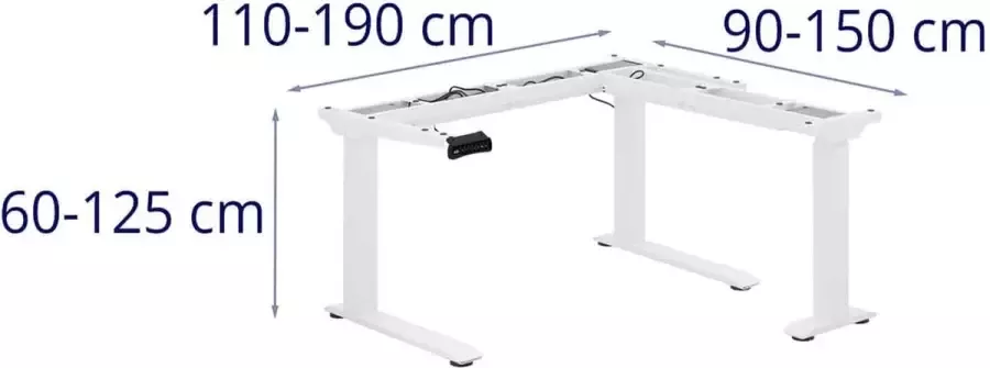 Fromm & Starck hoekbureau verstelbaar Hoogte: 60 125 cm Breedte: 110 190 cm (links) 90 150 cm (rechts)