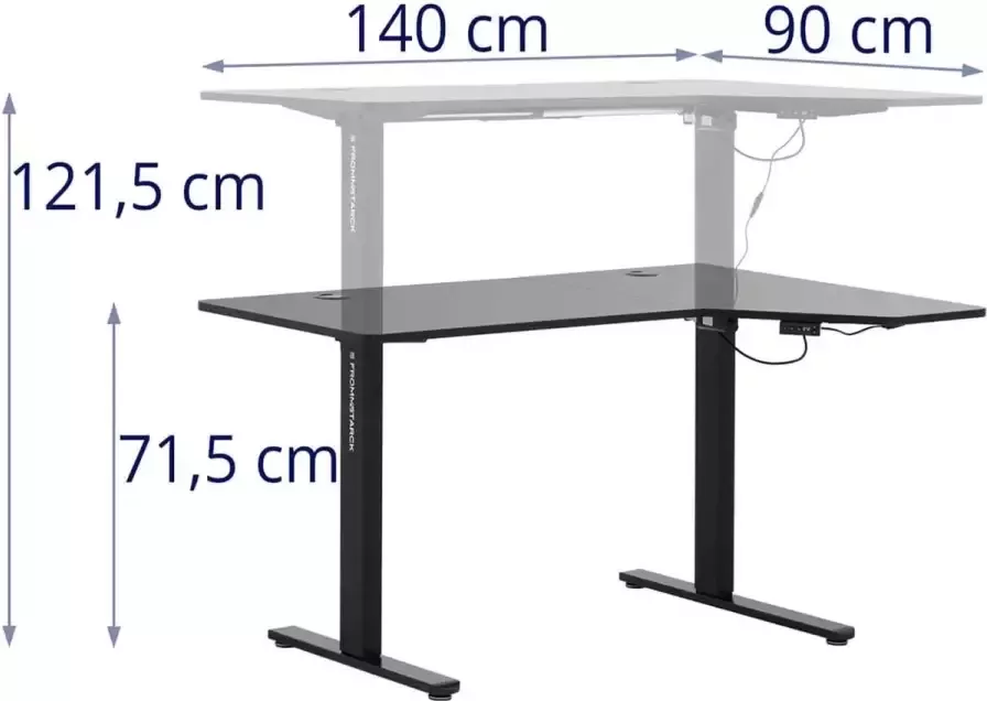 Fromm & Starck In hoogte verstelbaar hoekbureau 720 1200 mm 80 kg zwart