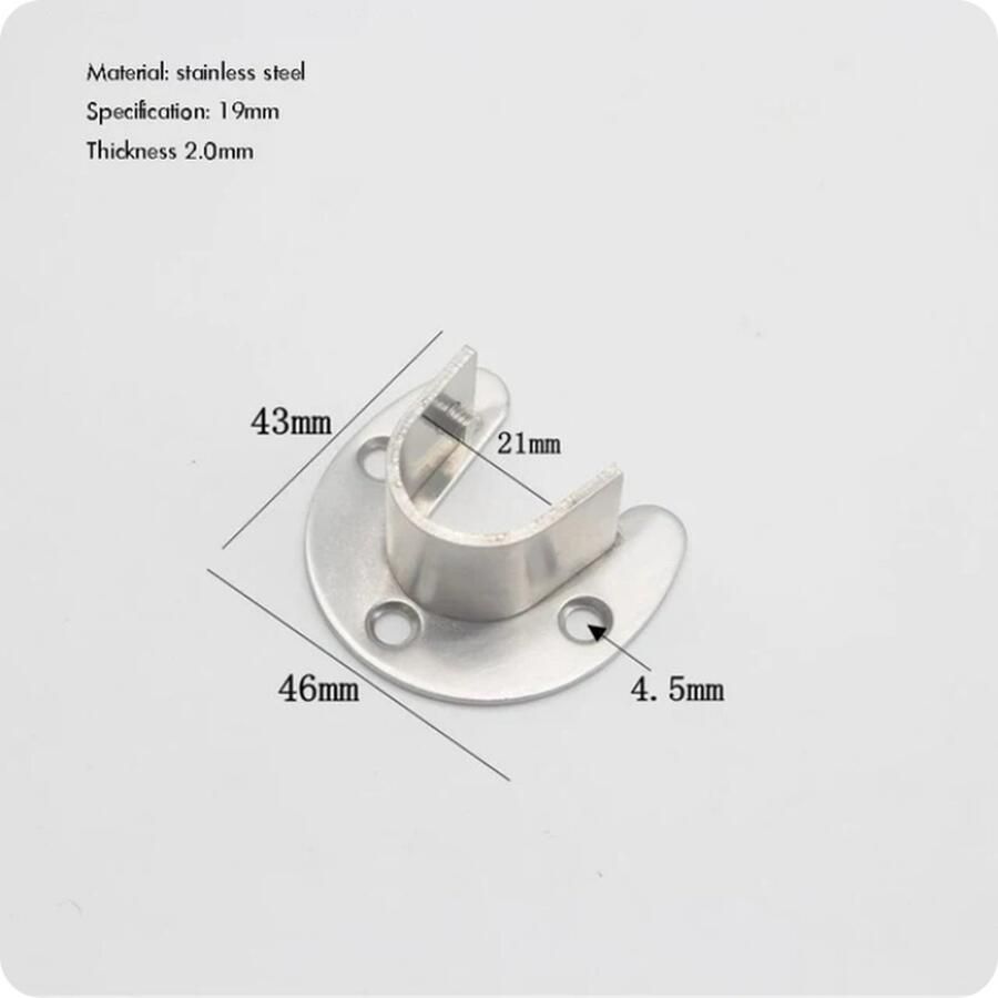 FSW-Products FSW-s Kastroededrager RVS 43x46x21 mm Beugel Kledingkast Gordijnroede Kledingroeden Plankdrager Roededrager - Foto 2