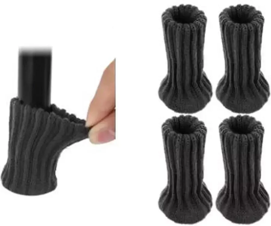 FSW-Products FSW-s 4 Stuks Stoel Sokken Stoelpoot Beschermers Meubelonderzetters Zwart Stoelpoot Viltjes Vilt Vloerbescherming Antikras Stoelhoezen Stoelpootdoppen Polyester Stoelsokken Stof Stoelpootsokken Stoelpoot Sokken