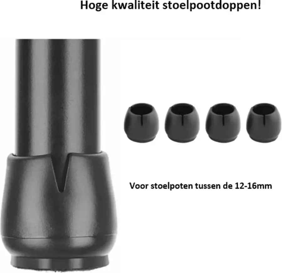 FSW-Products FSW-s 4 Stuks Stoelpoot Doppen 12-16mm Meubelvilt Meubelonderzetters Anti-Kras Vilt Vloerbescherming Stoelpootbeschermers Zwart Rond Stoelhoezen Omdoppen Omsteekdop - Foto 1